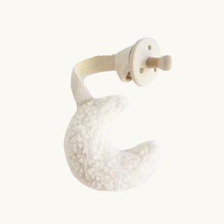 Creme Teddy Moon Pacifier Holder image 0
