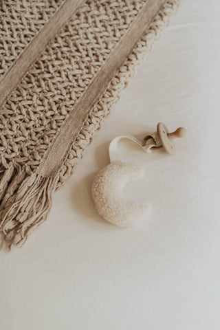 Creme Teddy Moon Pacifier Holder image 1