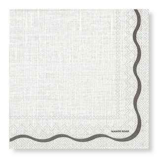Manor Road Linen Black + White Scallop Dinner Napkins