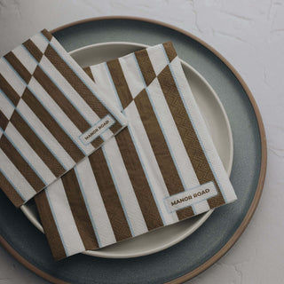 Manor Road Toffee Stripe Cocktail Napkins